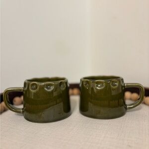10-Ounce Carved Edge Ceramic Mug Green - Hearth & Hand with Magnolia set of 2